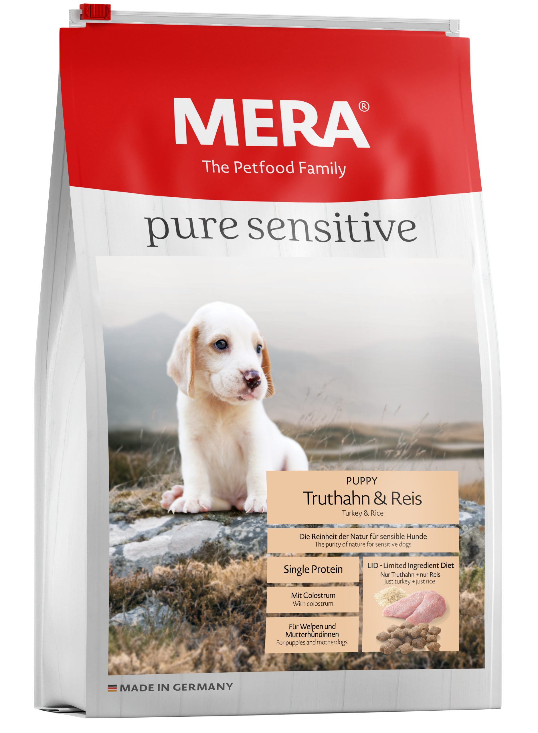 MERA_pure_sensitive_Puppy_TR_li_small72-1.png Mera Truthahn & Reis Dog Food 600g - Image 1